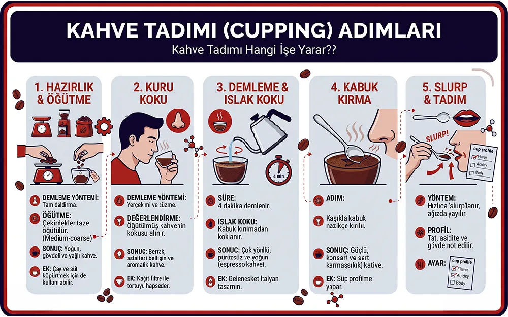 Kahvede Tasting (Cupping) Nasıl Yapılır? Lezzet Notalarını Anlamak